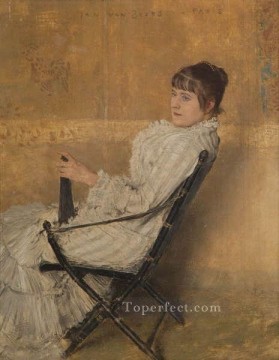  abanico pintura - Señora con abanico en silla china Jan van Beers